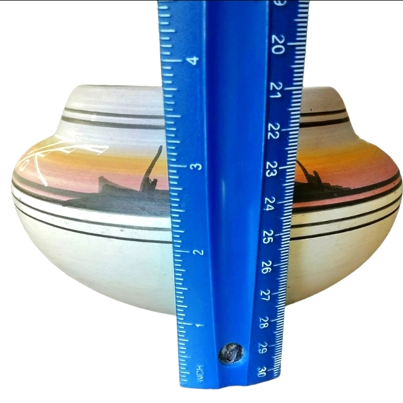 Native American Navajo Hand Painted Incised Art Pottery Southwestern Signed Vtg - Picture 7 of 13